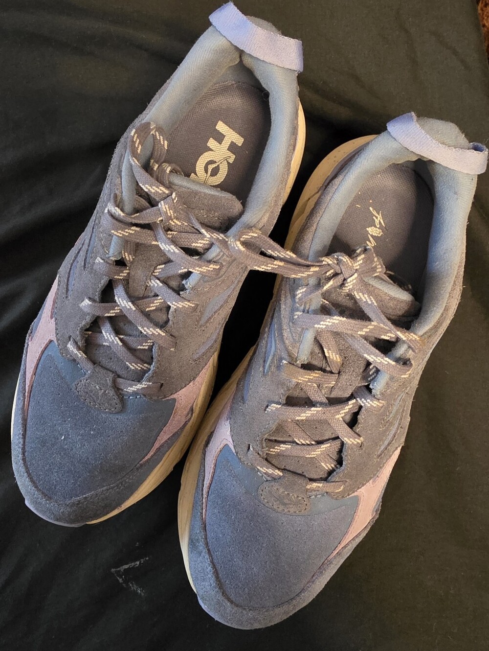 Free People Hoka Navy and Lavender  Clifton Running Sneakers